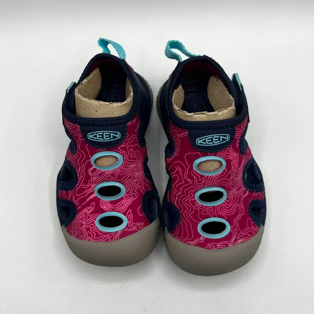 KEEN Kids Stingray Blue Depths Festival Fuchsia Waterproof Sandals Size 8‎